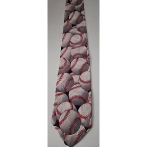 Steven Harris Baseball Necktie Tie Mens Handmade White Red‎ Sports